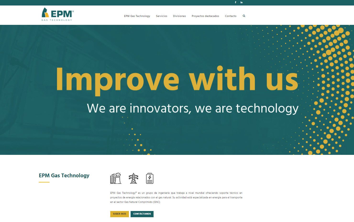 proyecto web, desarrollo digital para epm gas technology